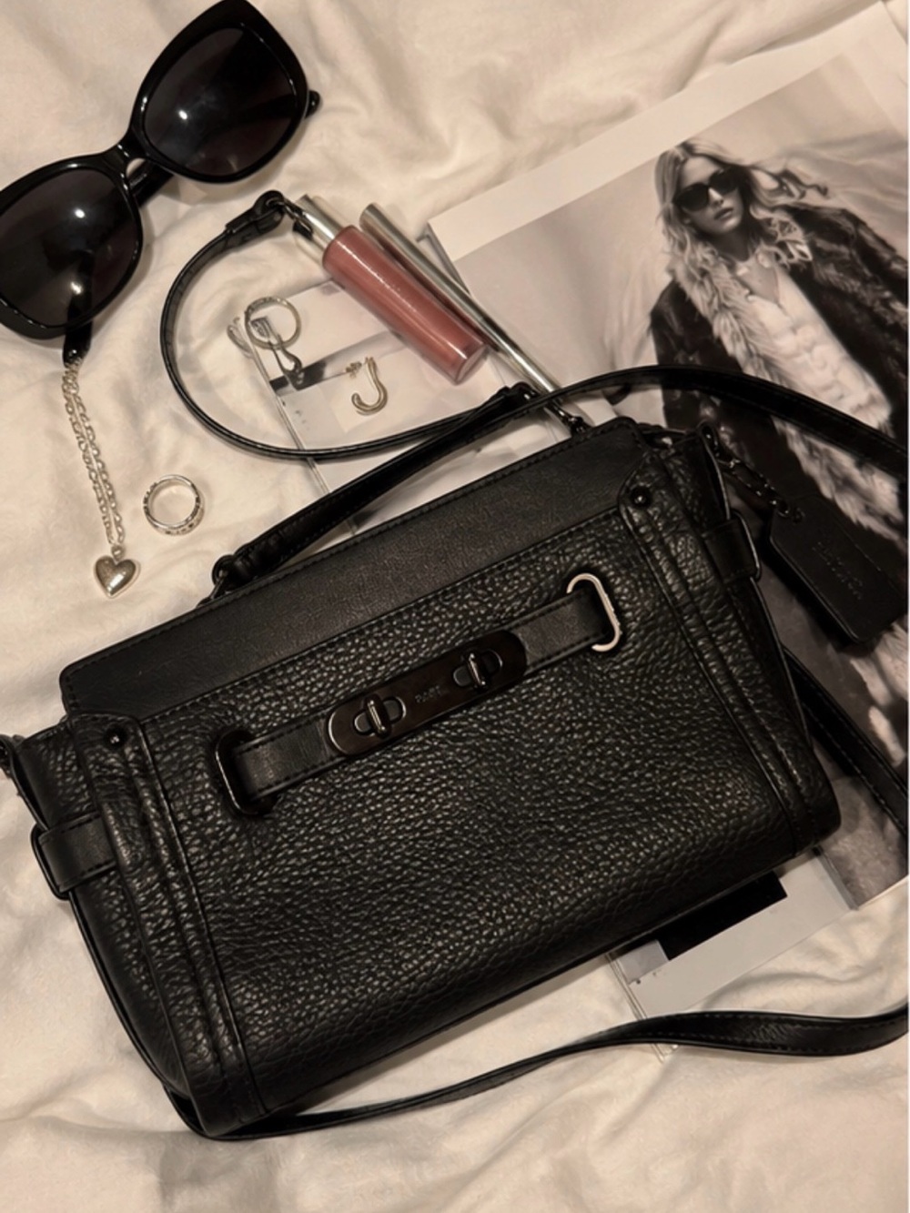 Coach Black Pebbled Leather Convertible Crossbody